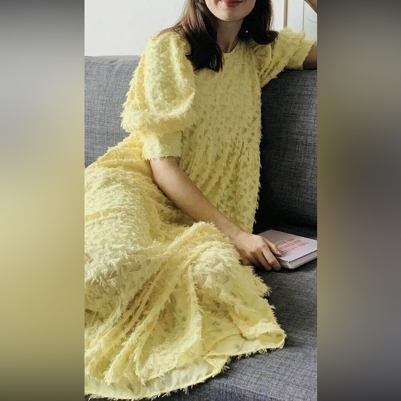Blogger Favorite Zara Loose Fitting Textures Yellow Max Dress size XXL - Picture 6 of 8